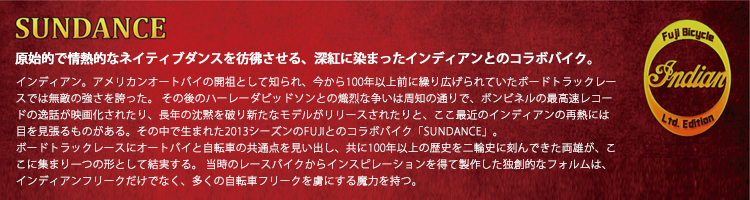 原始的で情熱的なネイティブダンスを彷彿させる、深紅に染まったインディアンとのコラボバイク。